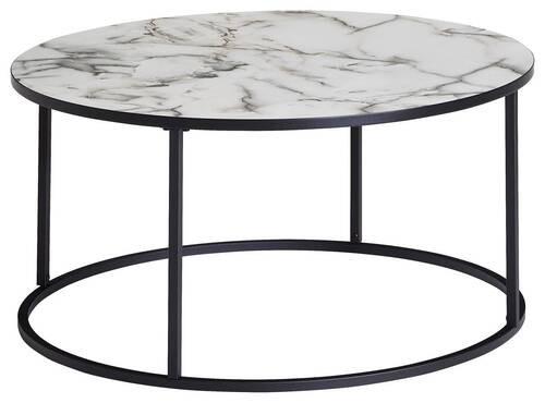 Couchtisch In Marmoroptik Rund Mit Stahlgestell Weiß/schwarz - Schwarz/Weiß, KONVENTIONELL, Holzwerkstoff/Metall (80/38cm) - MID.YOU
