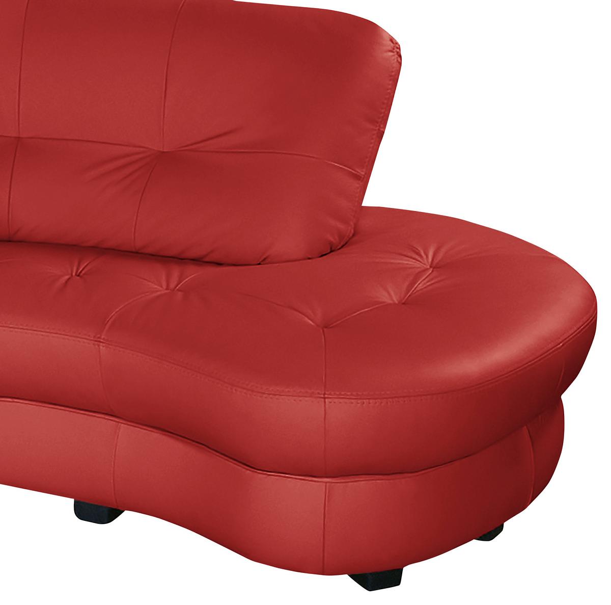 Ecksofa Bretania, Rot S: 300x113 Cm - Rot/Schwarz, Design, Leder/Textil (300/113cm) - Livetastic