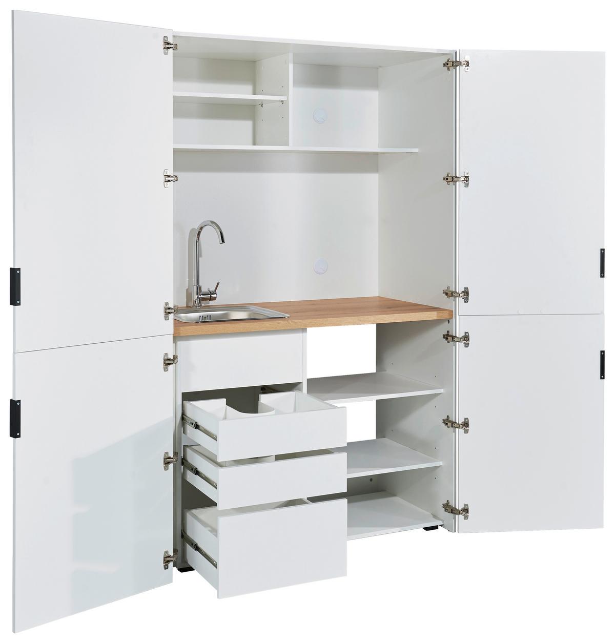 Minikuchyňa Heidelberg šírka 124 cm, bez spotrebičov - čierna/biela, kov/kompozitné drevo (124/200/70cm)