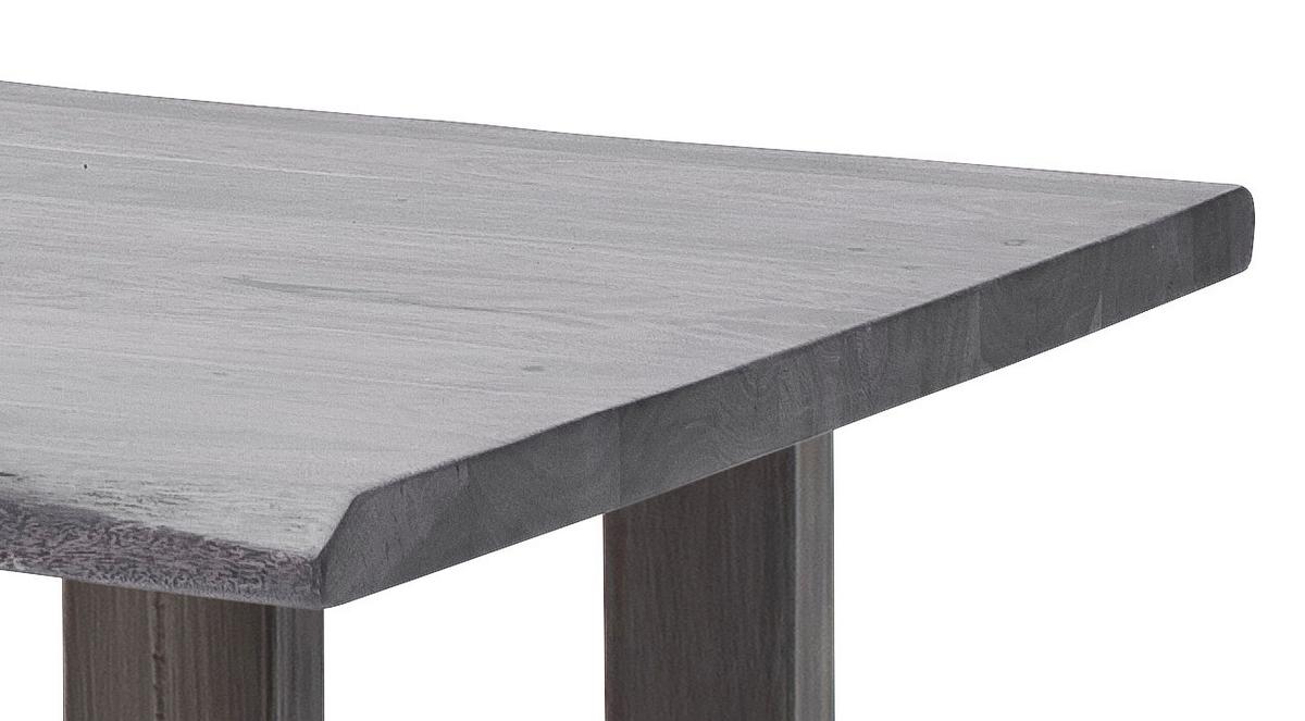 Couchtisch Holz mit Massiver Tischplatte Cartagena, Akazie - Grau/Nickelfarben, MODERN, Holz/Metall (75/45/75cm)
