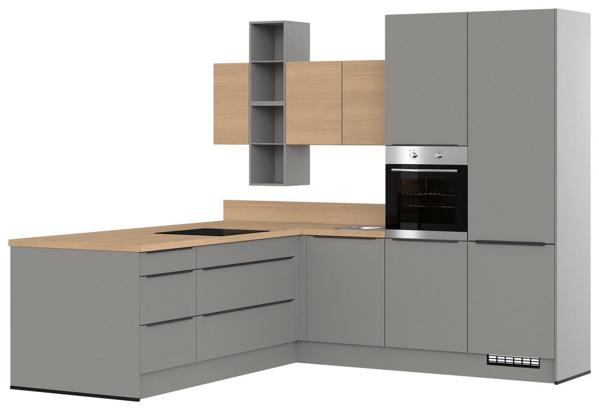 Einbauküche Ip 2200 - Schieferfarben/Eichefarben, MODERN, Holzwerkstoff (283,2/246,6cm) - Impuls