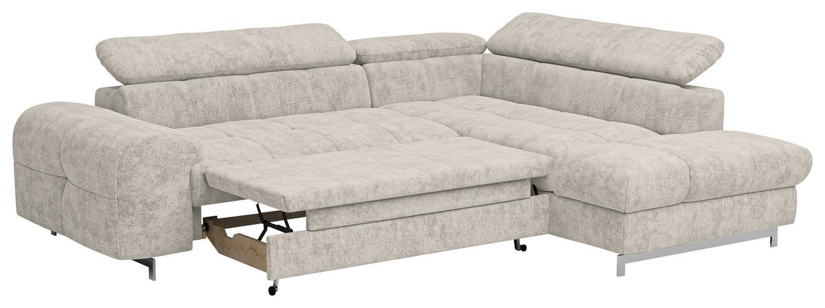Ecksofa mit Schlaffunktion Cloud + Grau - Chromfarben/Grau, KONVENTIONELL, Textil (257/206cm) - Livetastic