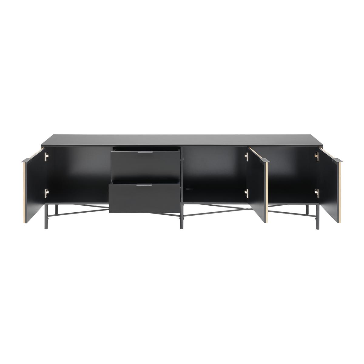 TV komoda MADRID - černá/barvy dubu, Moderní, kov/dřevo (195/60/40cm) - Mömax