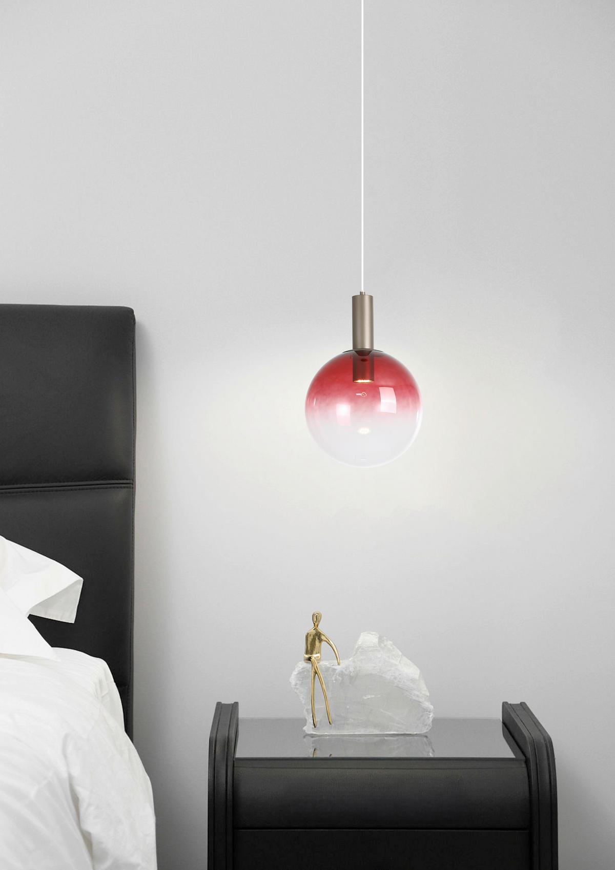 Függőlámpa Ombre 24183-1re - piros/mokka, Design, üveg/fém (30/120cm)