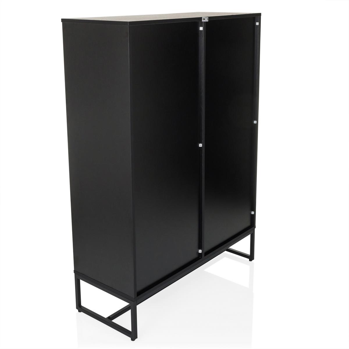 Highboard Amio Eichefarben, Schwarz B: 100 Cm - Eichefarben/Schwarz, MODERN, Holzwerkstoff (100/140/40cm) - MID.YOU