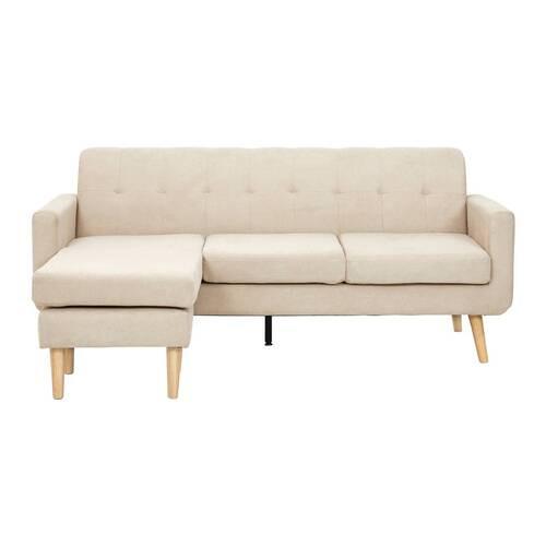 Sedací souprava TAMARA béžová - přírodní barvy/béžová, Moderní, dřevo/textil (198/83/143cm) - Bessagi Home