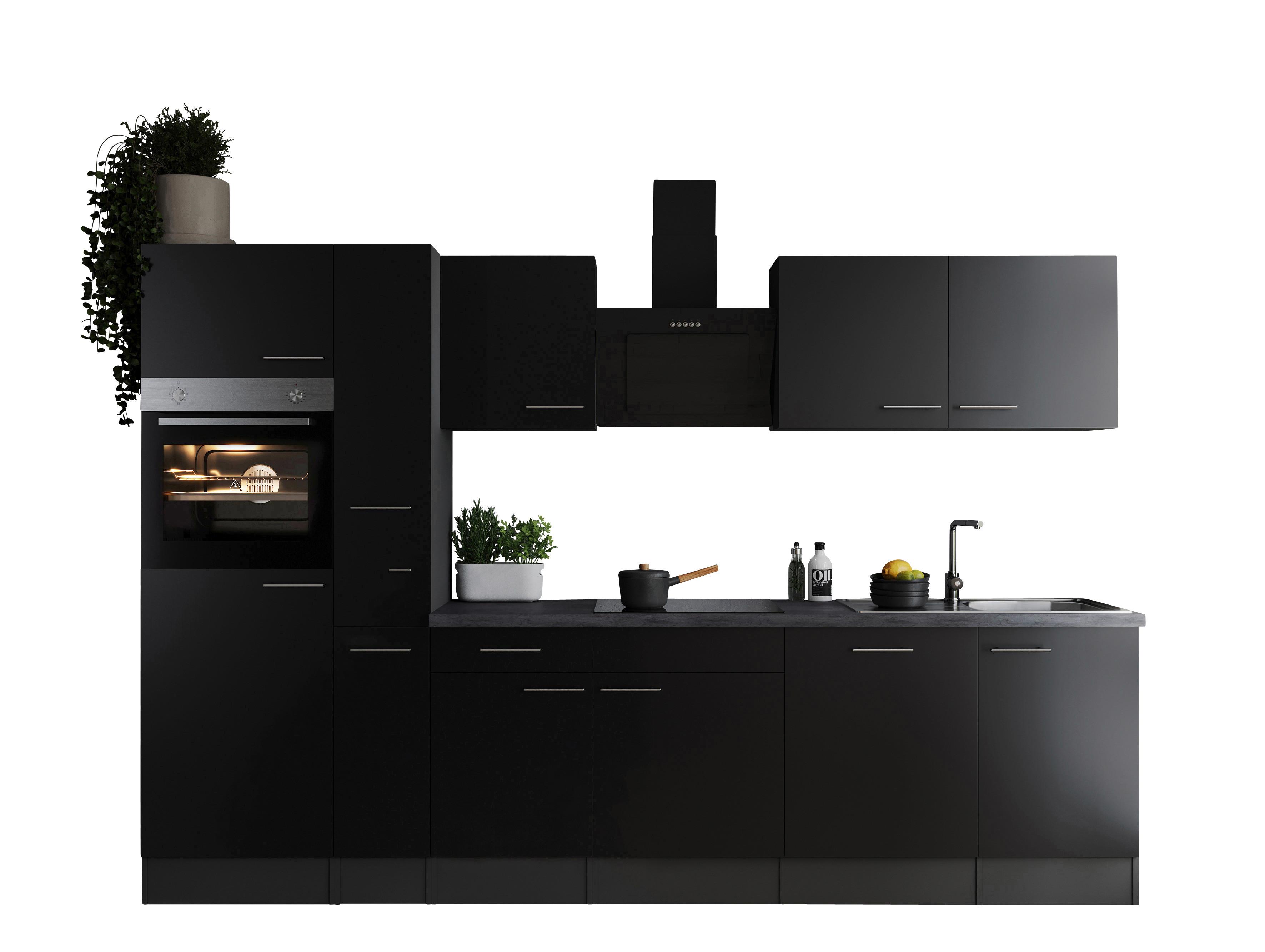 Küchenblock Oliver Grau, Schwarz B: 310 cm - Schwarz/Grau, Design, Holzwerkstoff (310cm) - Respekta