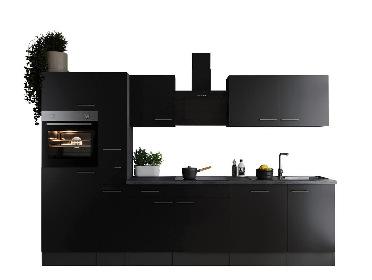 Küchenblock Oliver Grau, Schwarz B: 310 cm - Schwarz/Grau, Design, Holzwerkstoff (310cm) - Respekta