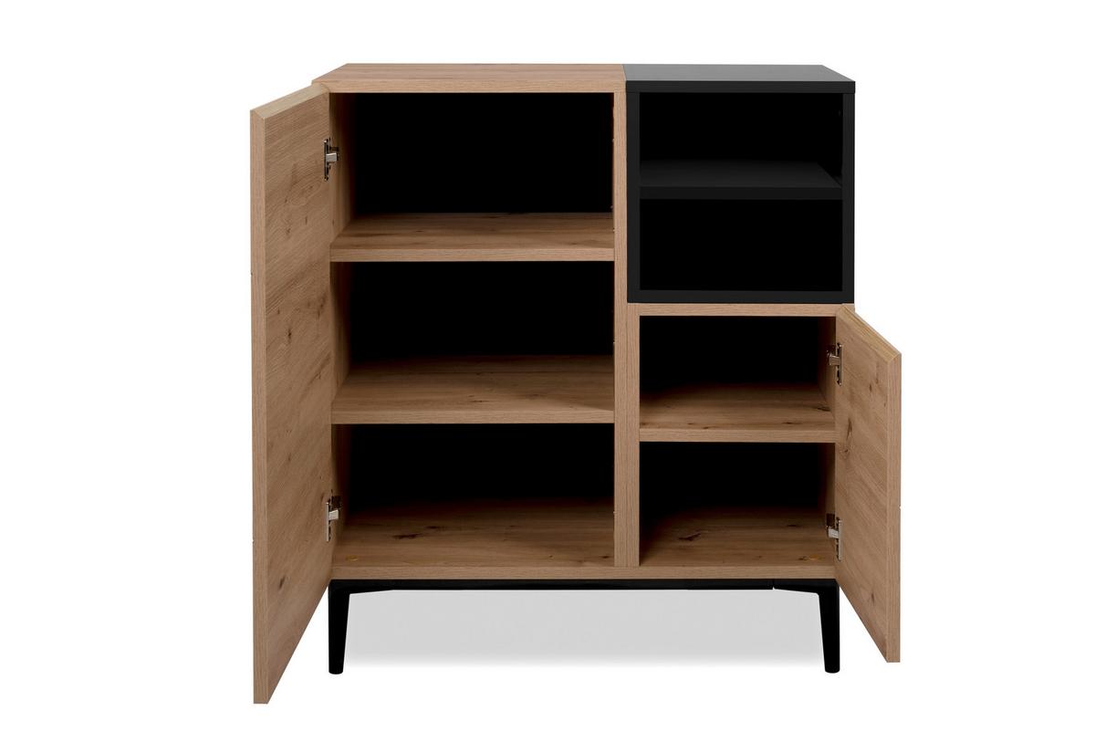 Kommode B 80 Cm Nola, Eiche Dekor/schwarz - Eichefarben/Schwarz, KONVENTIONELL, Holzwerkstoff (80/90/42cm) - MID.YOU