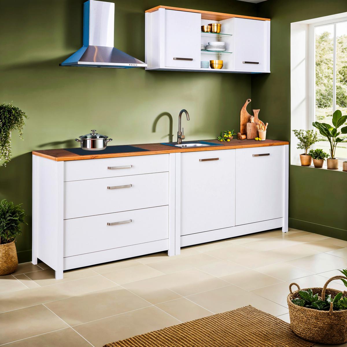 Skrinka pod drez SAN bez drezu, vrát.prac.dosky - biela/dub artisan, Romantik / Landhaus, kov/kompozitné drevo (130,3/92/60cm) - Mömax