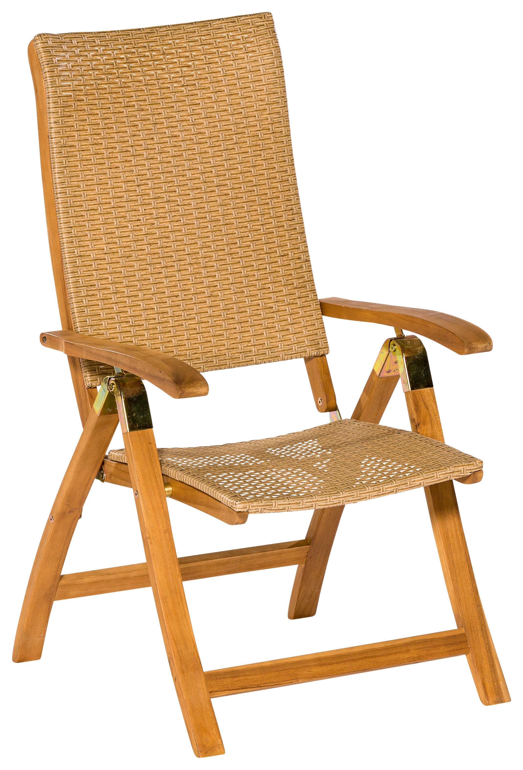 Gartensessel klappbar Capri Holz, Kunststoffgeflecht - Naturfarben, MODERN, Holz/Kunststoff (62/114/103cm) - Gardenson
