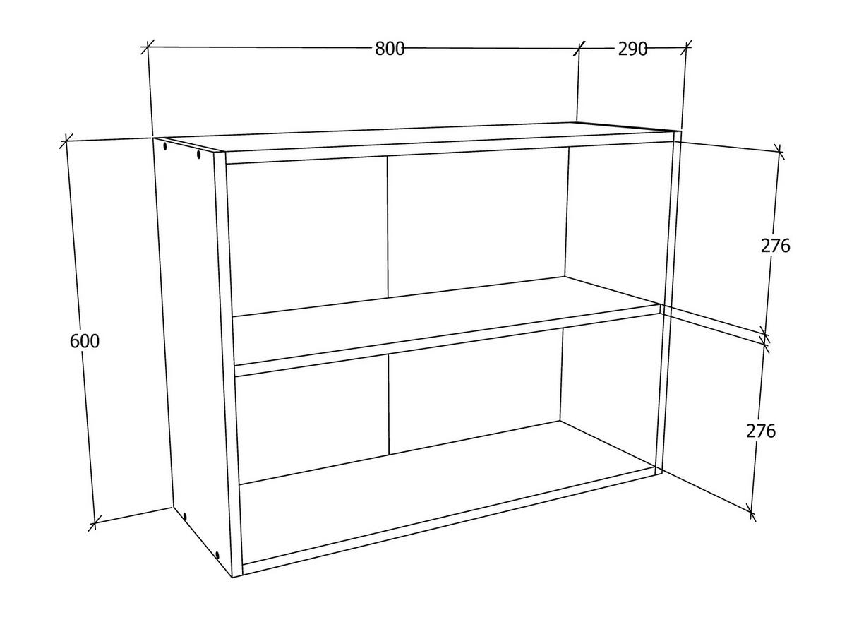 Küchenoberschrank Esilo B: 80 cm Weiß/Eiche Dekor - Weiß/Sonoma Eiche, KONVENTIONELL, Glas/Holzwerkstoff (80/60/31cm) - MID.YOU