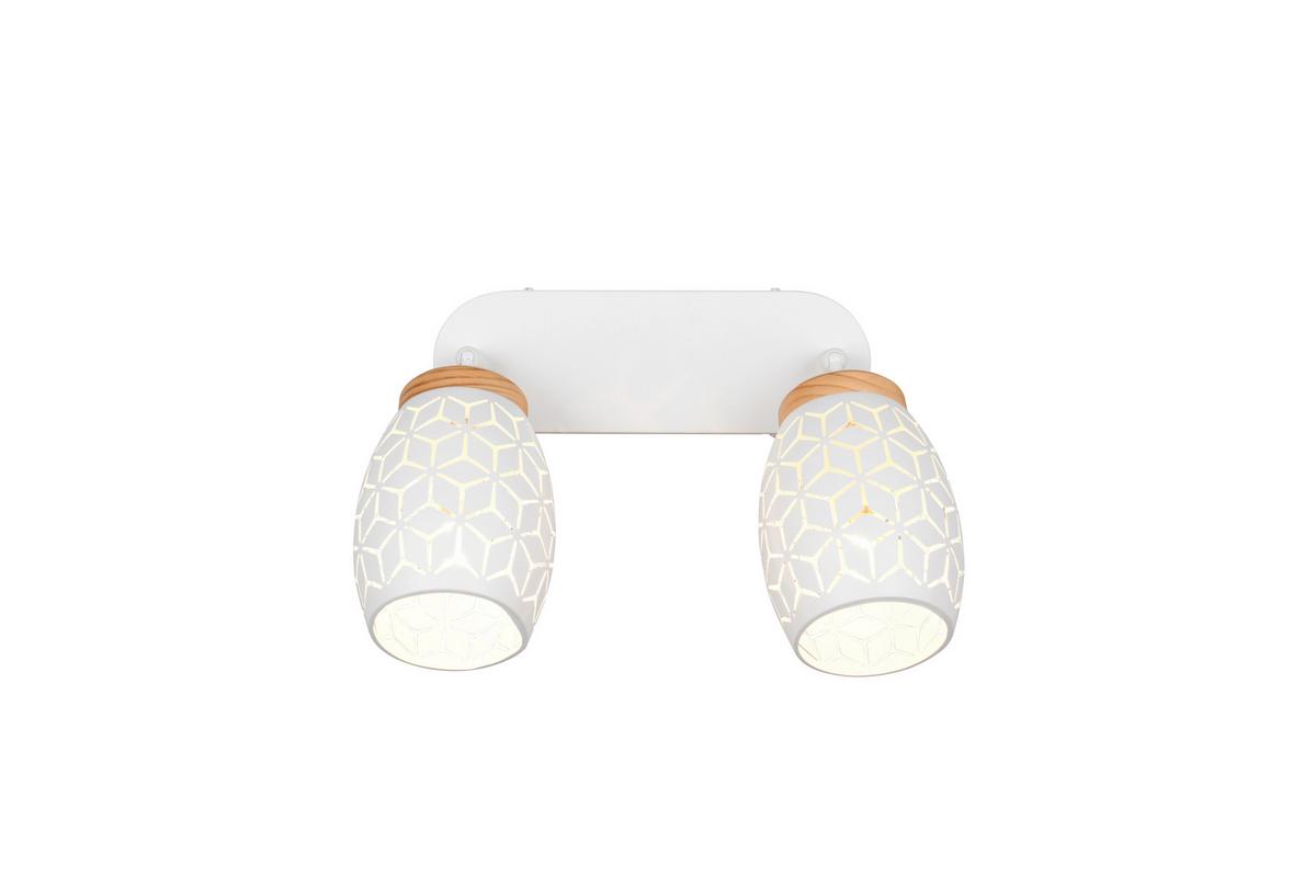 Deckenstrahler Bidar Naturfarben Weiß L: 28cm - Naturfarben/Weiß, Trend, Holz/Metall (28/27/12cm)