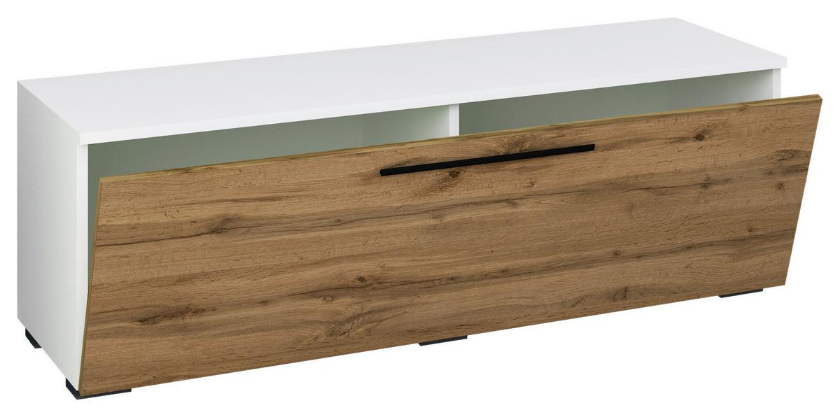 Nízka komoda Arila š: 115 cm, dub medový/biela - čierna/biela, Modern, kompozitné drevo/plast (115/39/40cm) - MID.YOU