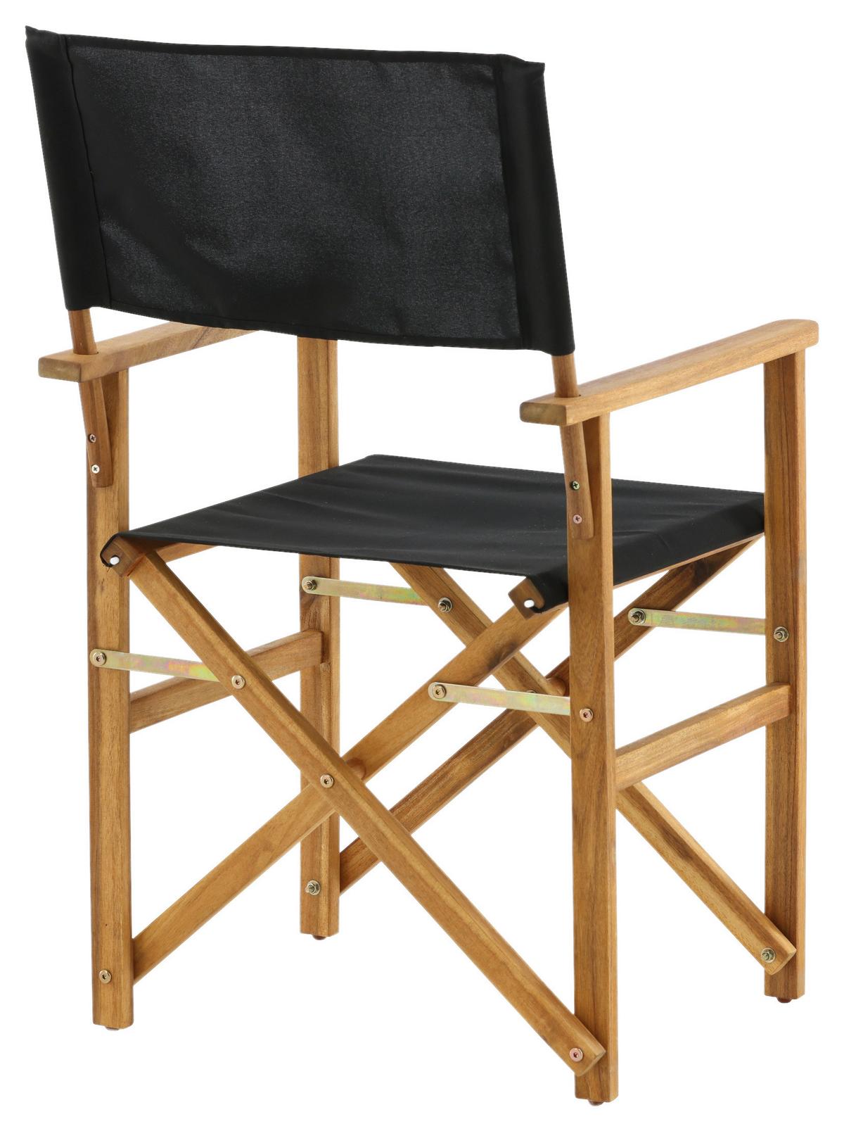 Klappstuhl Marion - Schwarz/Akaziefarben, KONVENTIONELL, Holz/Textil (53/90/55cm) - Gardenson