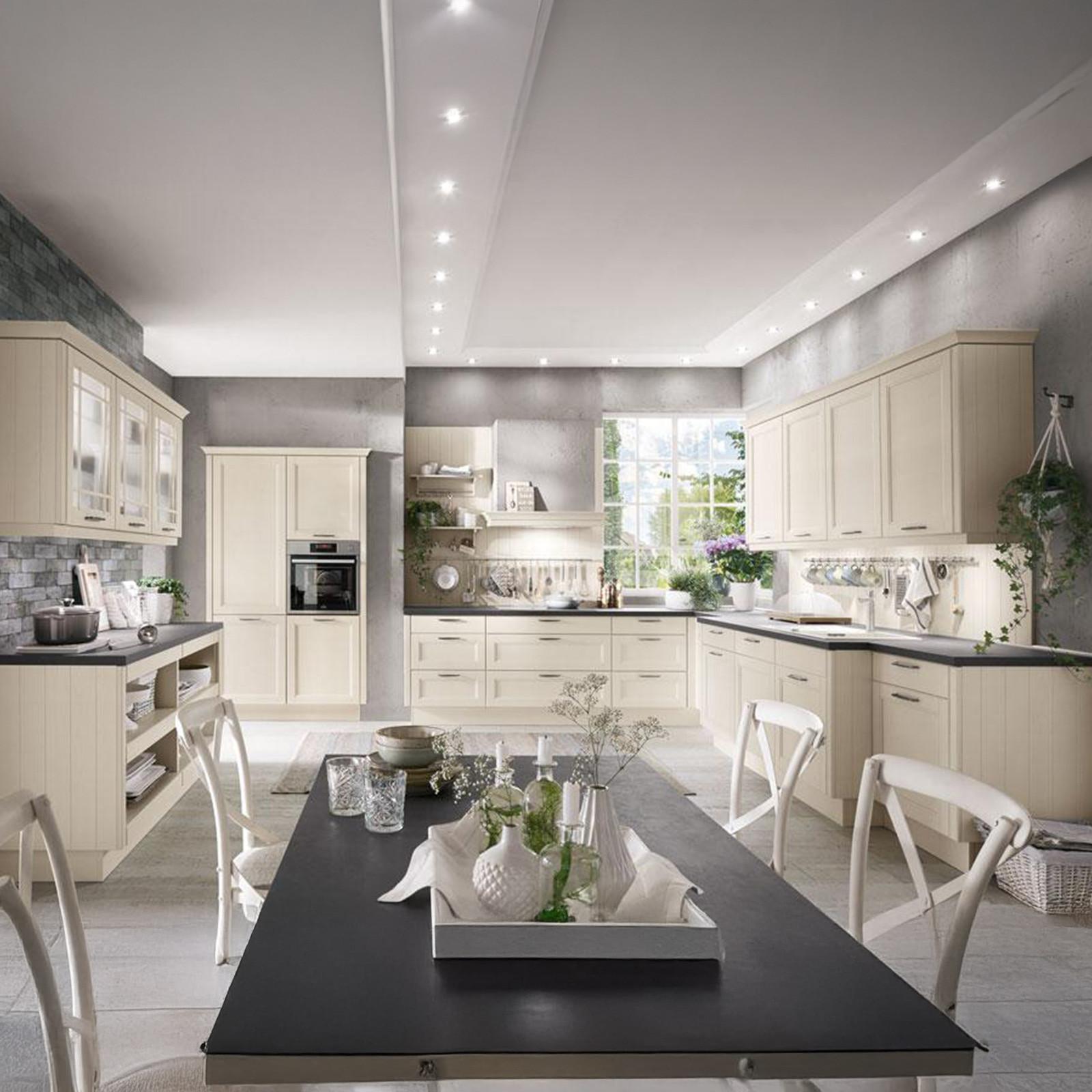 Einbauküche Yale Frei Planbar Landhausstil - Creme, MODERN, Holzwerkstoff - Vertico