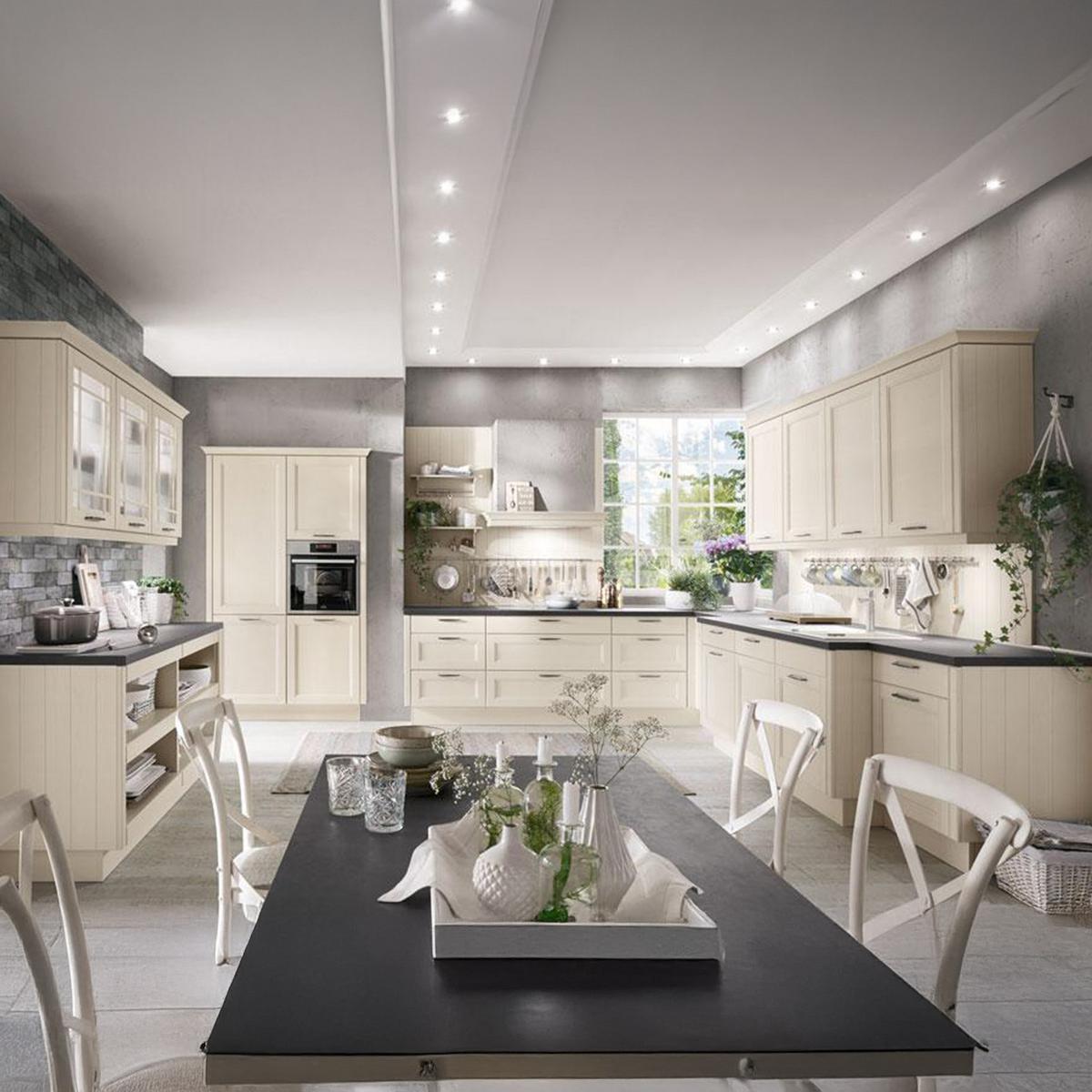 Einbauküche Yale Frei Planbar Landhausstil - Creme, MODERN, Holzwerkstoff - Vertico