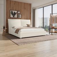 Čalúnená posteľ ELLI 180x200, krémová - svetlohnedá/čierna, Modern, drevo/kompozitné drevo (180/200cm) - Bessagi Home