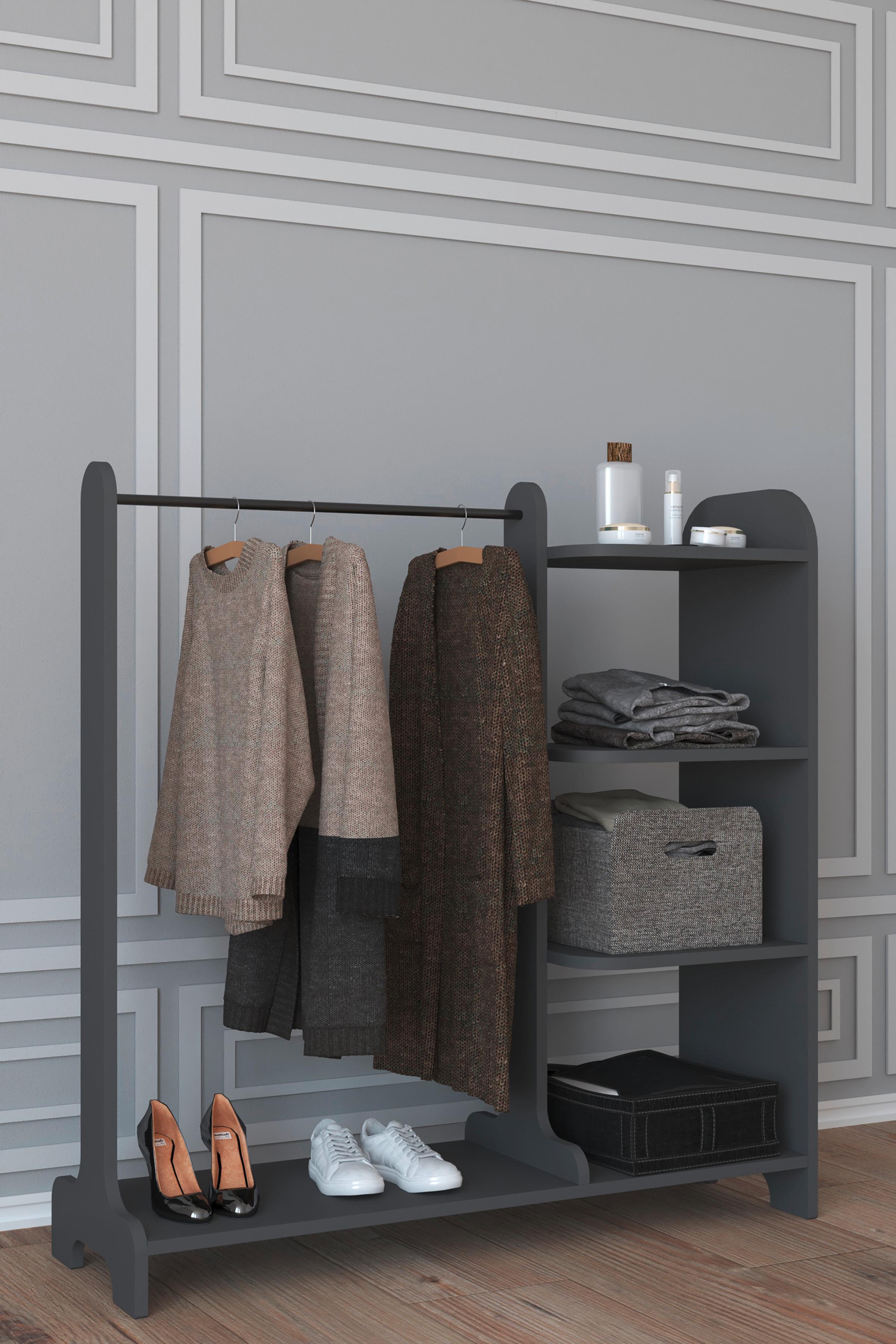 Garderobe Lempu Anthrazit - Anthrazit, MODERN, Holzwerkstoff (106/110/35cm) - MID.YOU