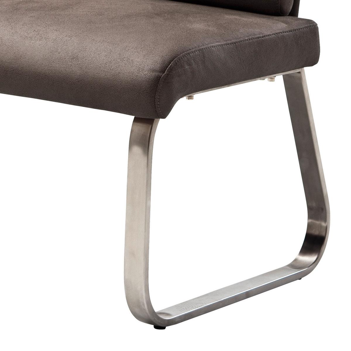 Sitzbank Mit Lehne Braun Rabea B: 160 Cm - Edelstahlfarben/Braun, Design, Textil/Metall (160/98/70cm) - Livetastic