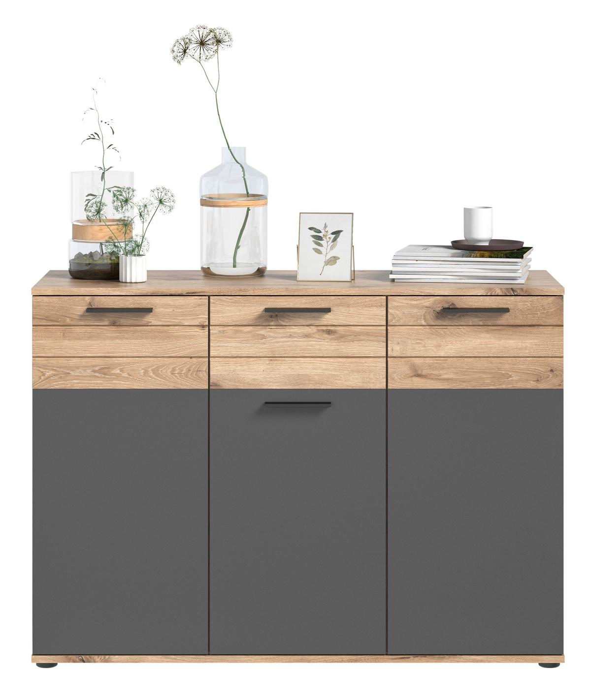 Mason B: 120 Cm Nox Oak Mason - Eichefarben/Grau, Holzwerkstoff (120/87/40cm) - MID.YOU