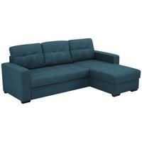 Eckschlafsofa Mediolan Petrol S: 240x160 cm - Petrol/Schwarz, Design, Textil (240/160cm) - Livetastic