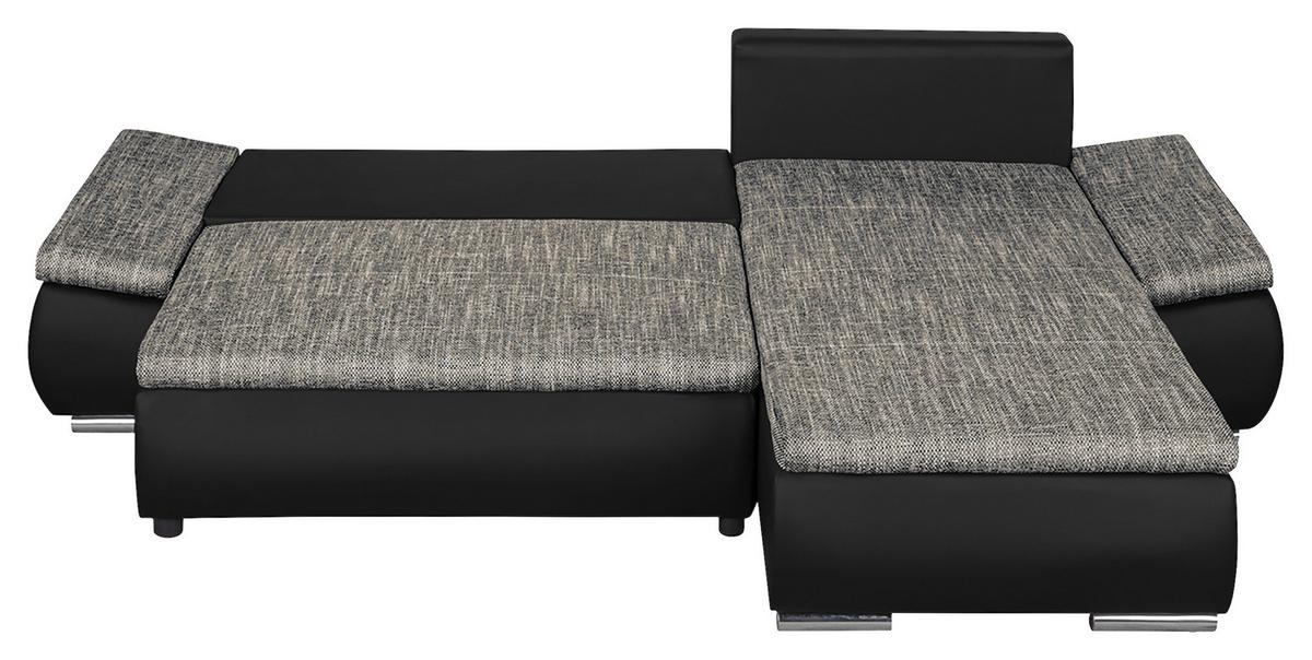 Ecksofa Acra Grau, Schwarz S:266x175cm - Chromfarben/Schwarz, Design, Textil (266/175cm) - Livetastic