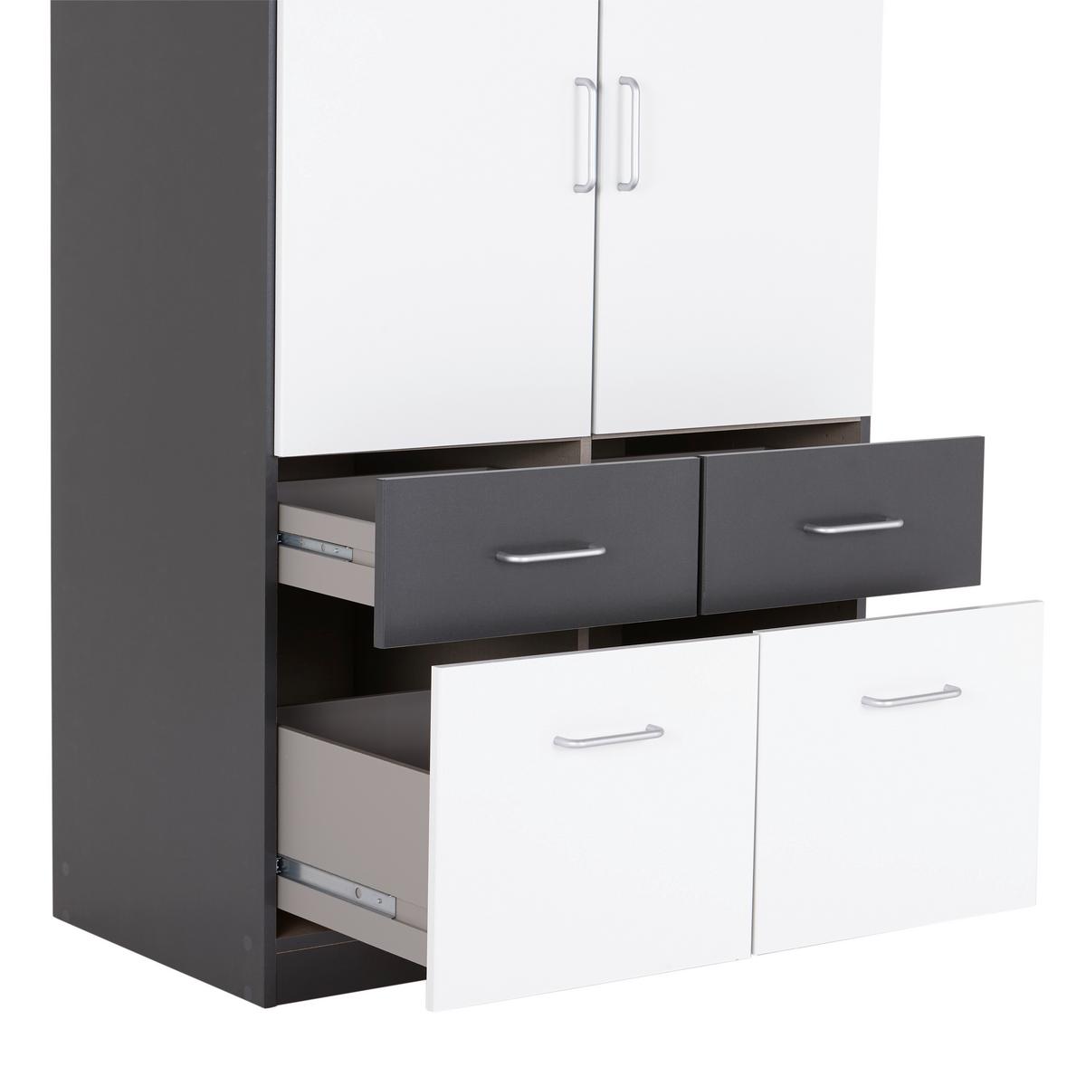 Drehtürenschrank 91 cm Aalen Extra Grau/Weiß - Weiß/Grau, KONVENTIONELL, Holzwerkstoff (91/197/54cm)