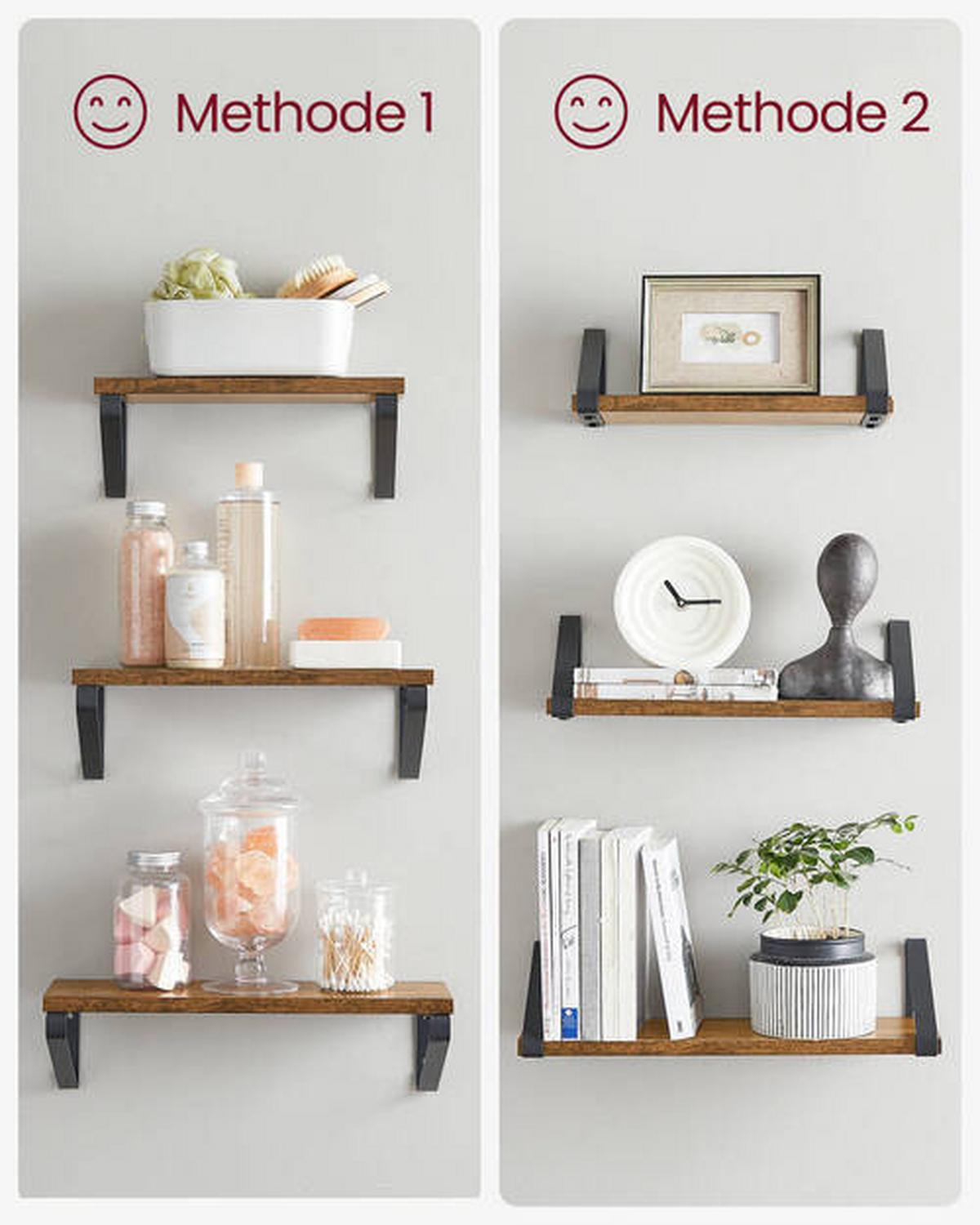 Wandregal Iron B: 30-40 cm Braun/Schwarz - Schwarz/Braun, Basics, Holzwerkstoff (35/10/12cm) - Boxxx