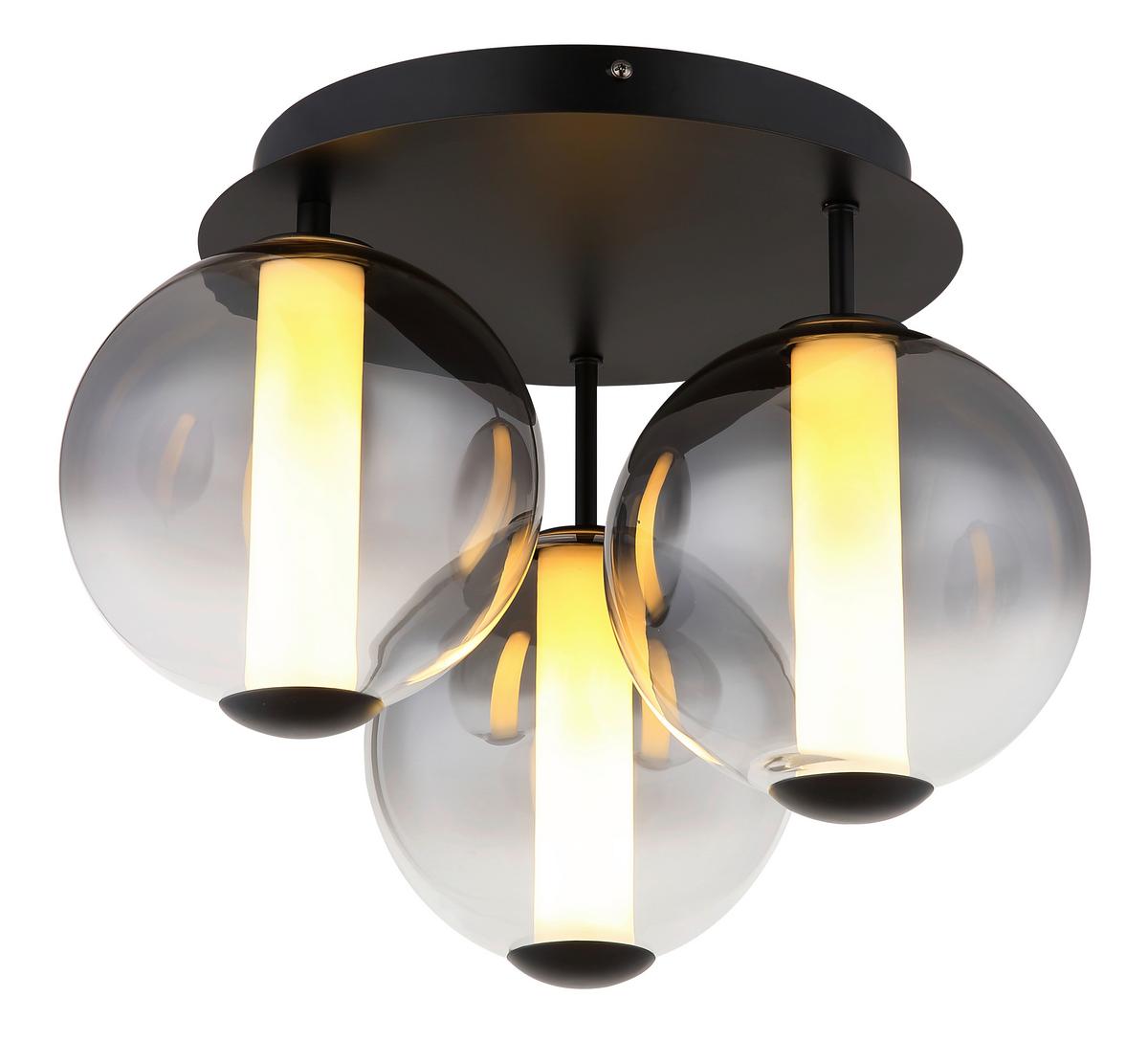 Led-deckenleuchte Grau Schwarz Weiß D: 38 Cm - Schwarz/Weiß, KONVENTIONELL, Glas/Kunststoff (38/29,5cm) - Globo