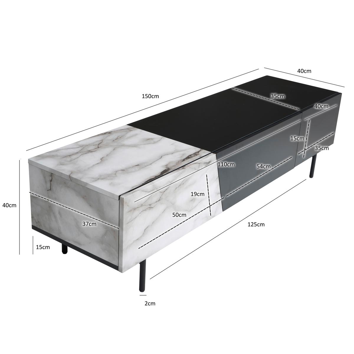 Lowboard Wl6.816 - Schwarz/Weiß, Design, Holzwerkstoff (150/40/40cm) - Livetastic