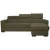Rohová sedačka MARCO, oboustranná, oliv.zelený velur - černá/olivově zelená, Konvenční, kov/dřevo (238/78-94/170cm)