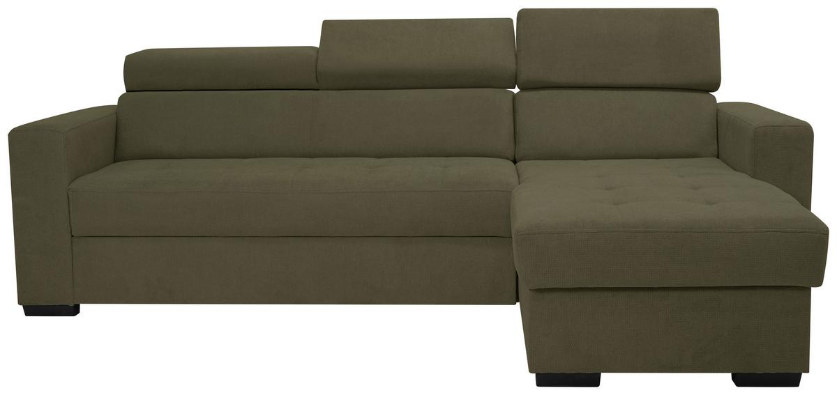 Rohová sedačka MARCO, oboustranná, oliv.zelený velur - černá/olivově zelená, Konvenční, kov/dřevo (238/78-94/170cm)