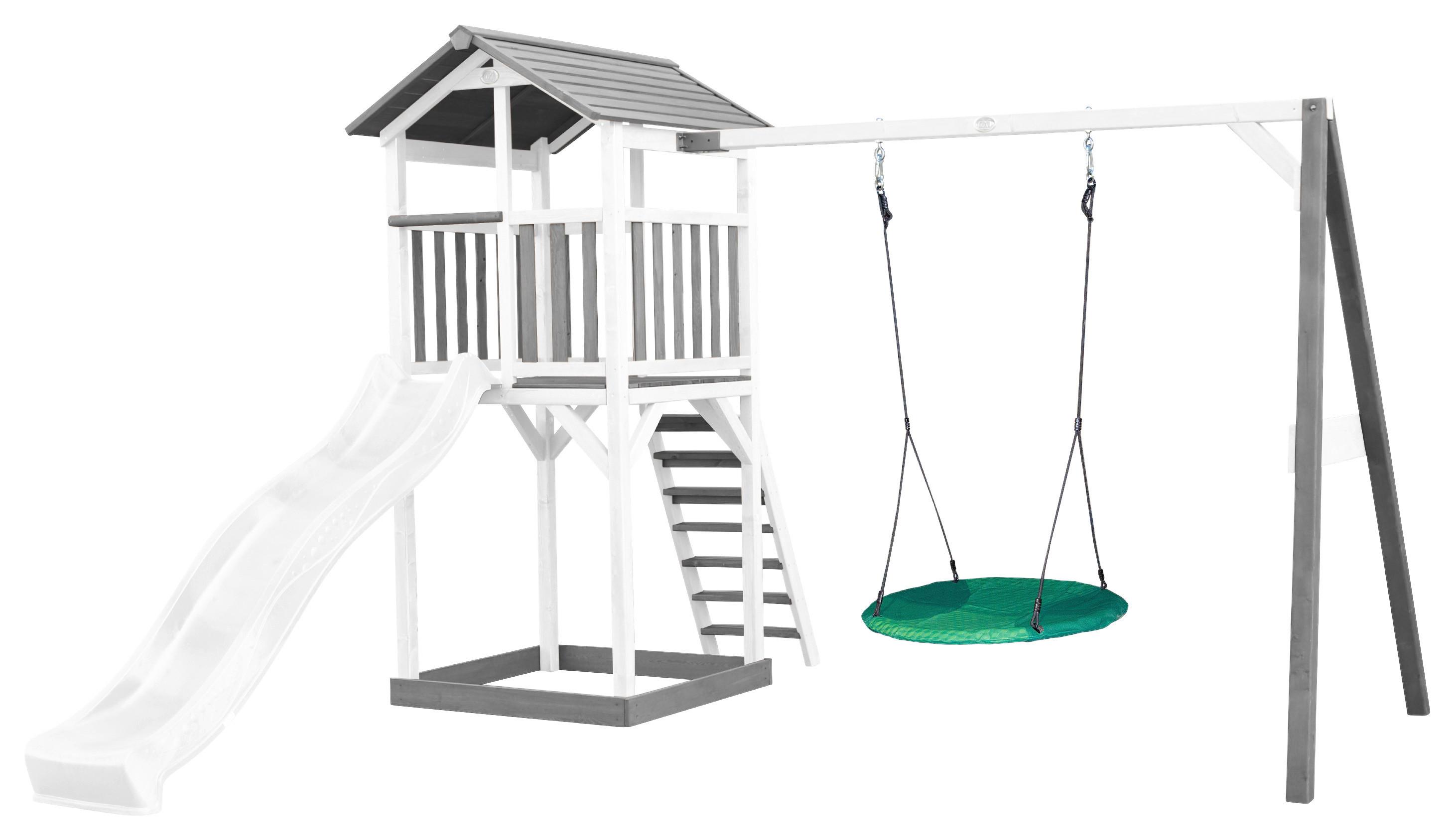 Spielturm A025.123.92 - Weiß/Grau, KONVENTIONELL, Holz/Kunststoff (356,6/241,9/349cm) - Ambia Garden
