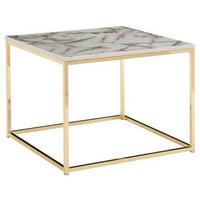 Konferenční stolek vzhled mramoru š: 60cm - bílá/barvy zlata, Moderní, kov/kompozitní dřevo (60/60/45cm) - MID.YOU