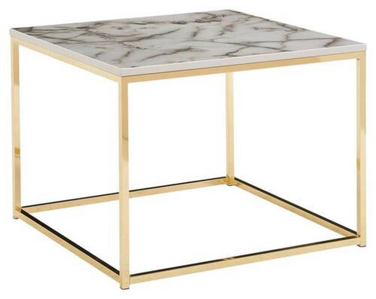 Konferenční stolek vzhled mramoru š: 60cm - bílá/barvy zlata, Moderní, kov/kompozitní dřevo (60/60/45cm) - MID.YOU