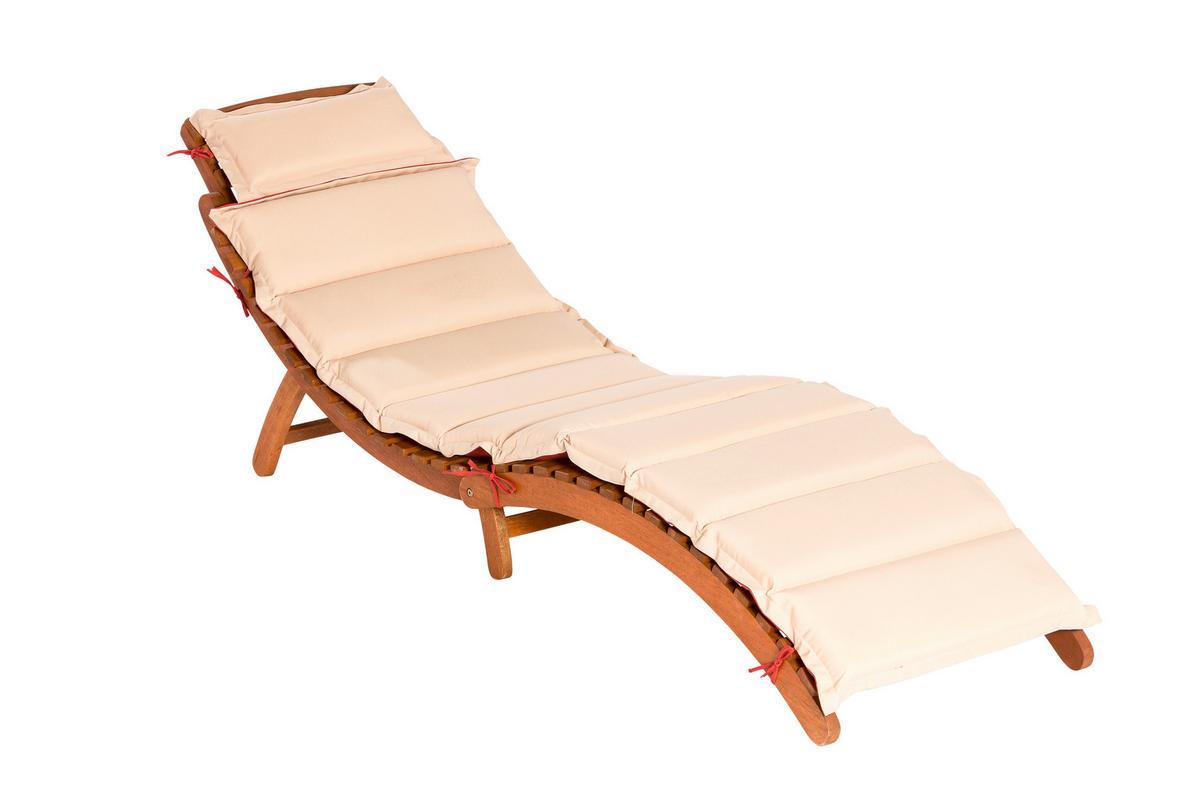 Bäderliege Ipanema Echtholz Klappbar Mit Polsterauflage - Rot/Creme, ROMANTIK / LANDHAUS, Holz/Textil (178/54/70cm) - Gardenson