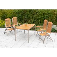 Gartentisch Keros Echtholz Akazie L: 150 cm - Silberfarben/Akaziefarben, KONVENTIONELL, Holz/Metall (150/80/74cm) - Gardenson