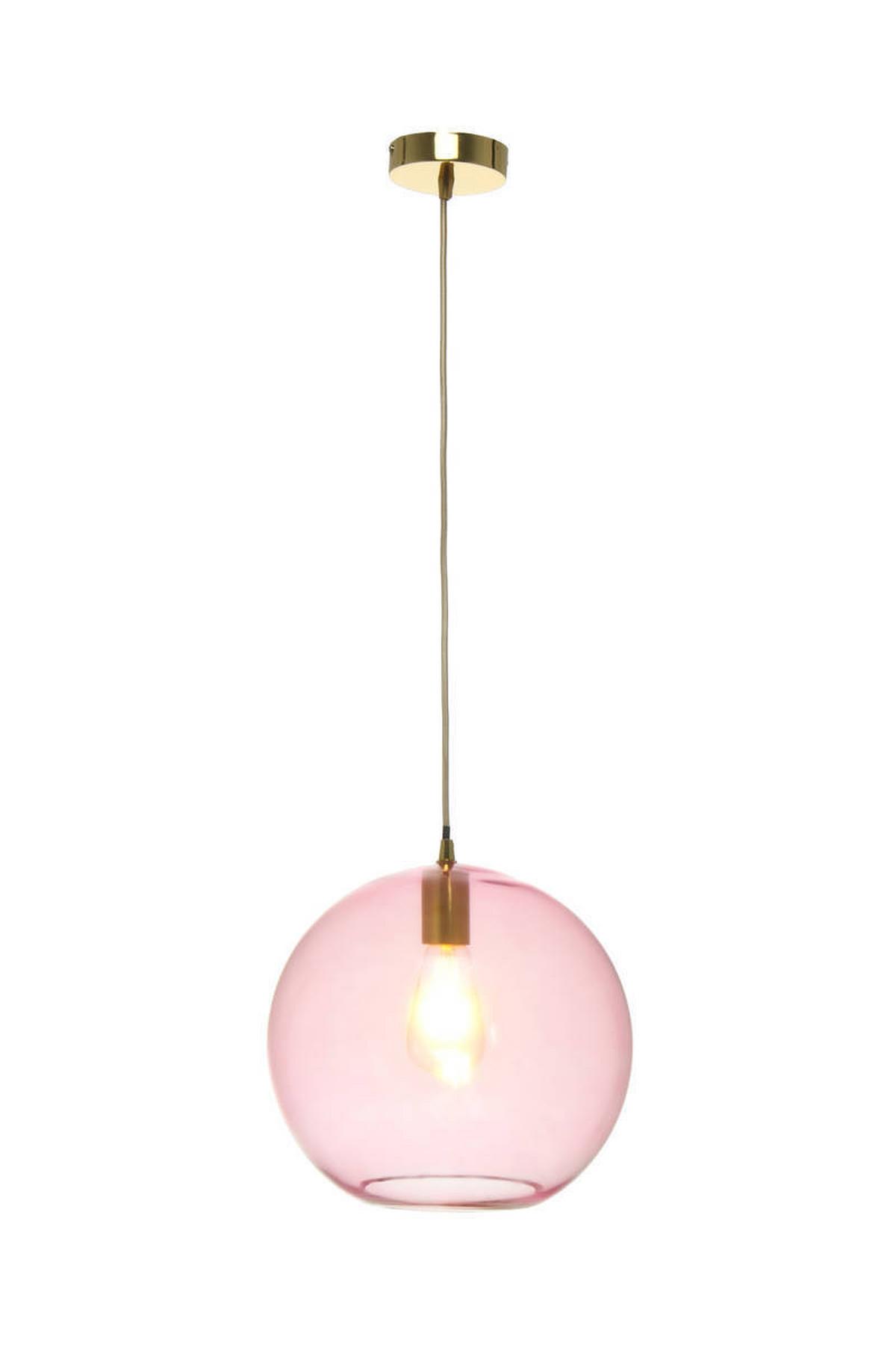 Hängeleuchte Heike H: 36 Cm 1-Flammig - Goldfarben/Rosa, Trend, Glas (30/36/30cm) - Kayoom