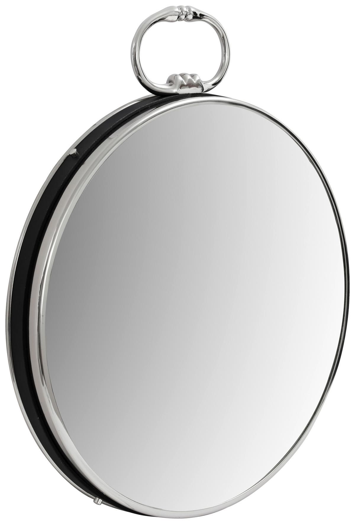 Wandspiegel Eleganca Rund 51x62 Cm Schwarz/silberfarben - Silberfarben/Schwarz, LIFESTYLE, Glas/Metall (51/62/5cm) - Kayoom