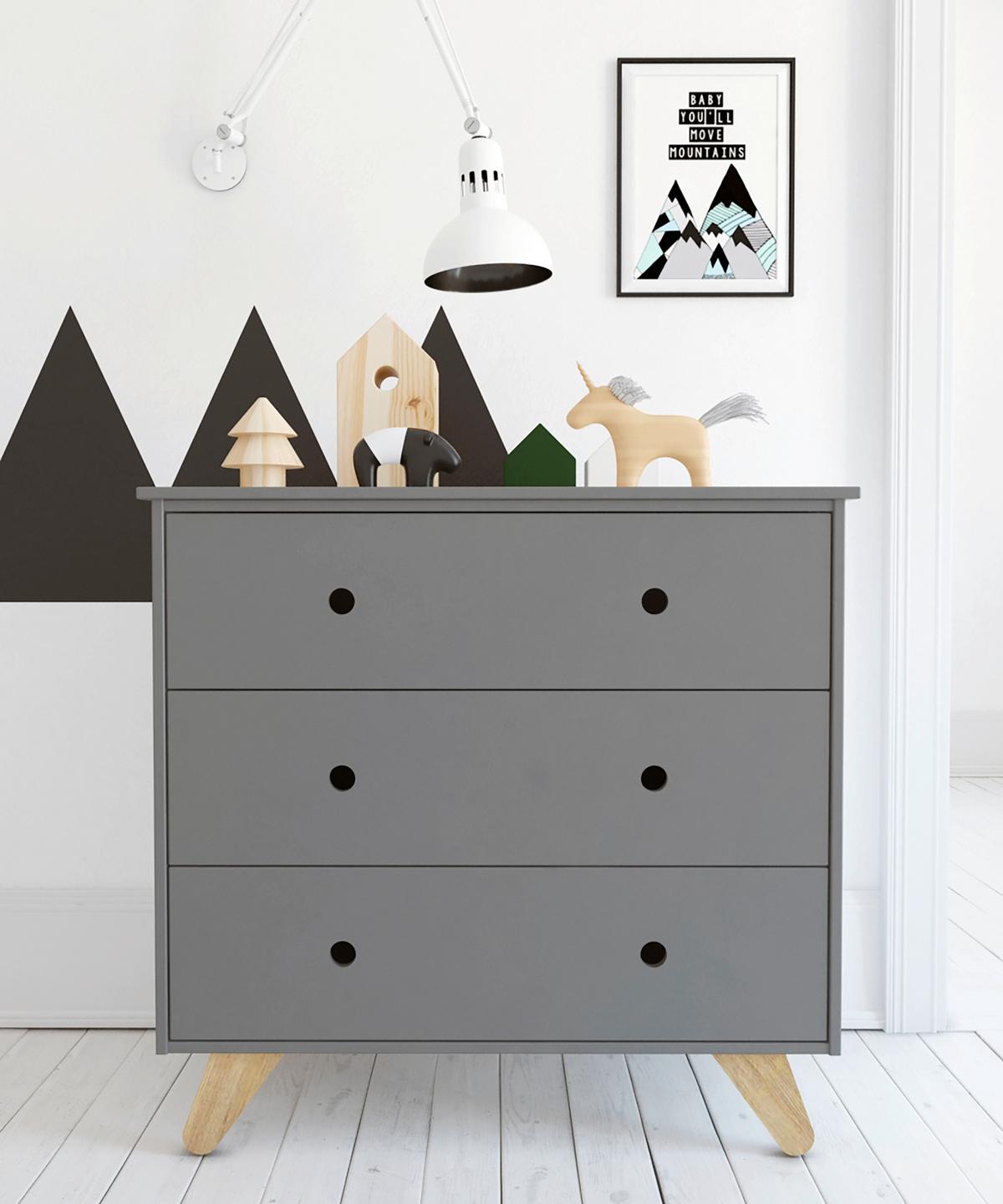 KOMMODE Grau B: 95cm - Naturfarben/Grau, Design, Holzwerkstoff (95/90/50cm) - Livetastic