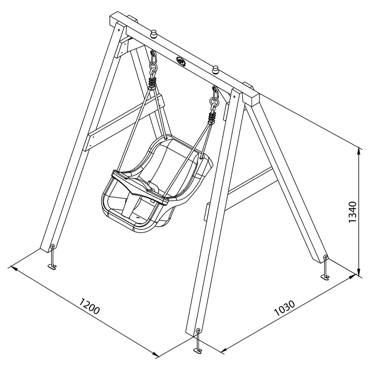 Schaukel Mit Sicherheitsbügel Ab 9 Monaten, Holzgestell - Braun, Basics, Holz/Kunststoff (120/134/103cm) - Ambia Garden