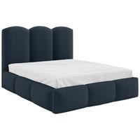 Polsterbett Bero Boucle blau, LF: 140x200 cm - Blau/Buchefarben, Trend, Holz/Textil (140/200cm)
