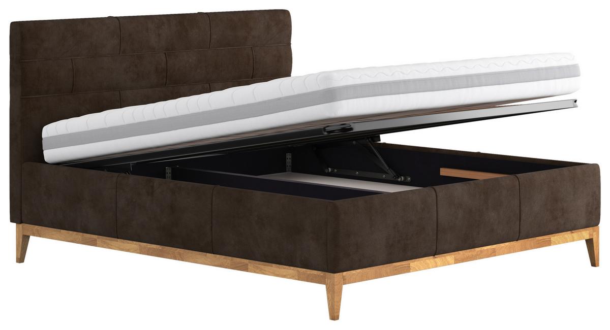 Polsterbett mit Bettkasten Jupiter 160x200 cm Braun - Eichefarben/Anthrazit, MODERN, Holz/Holzwerkstoff (160/200cm) - MID.YOU