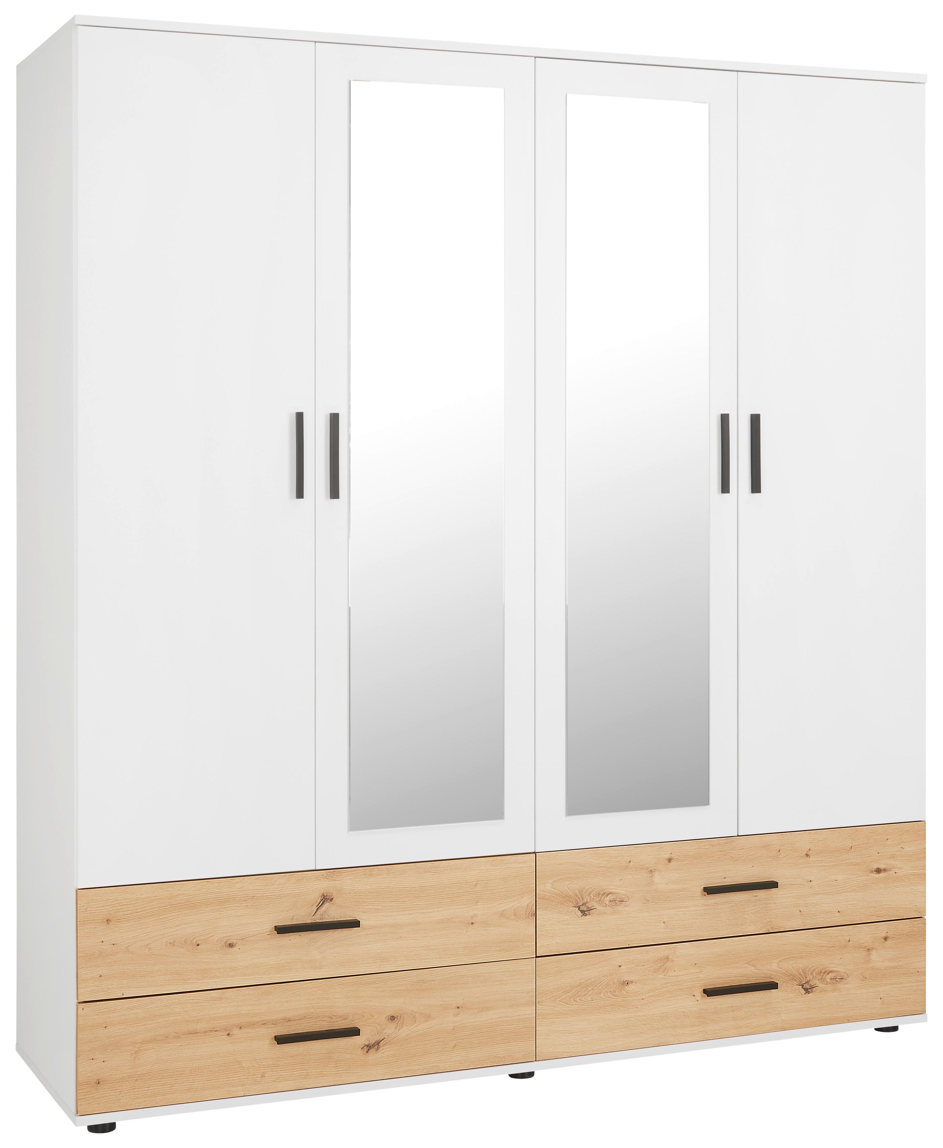 Šatní skříň Rasant RASANT - bílá/černá, Konvenční, kompozitní dřevo/plast (168/188/52cm) - Mömax
