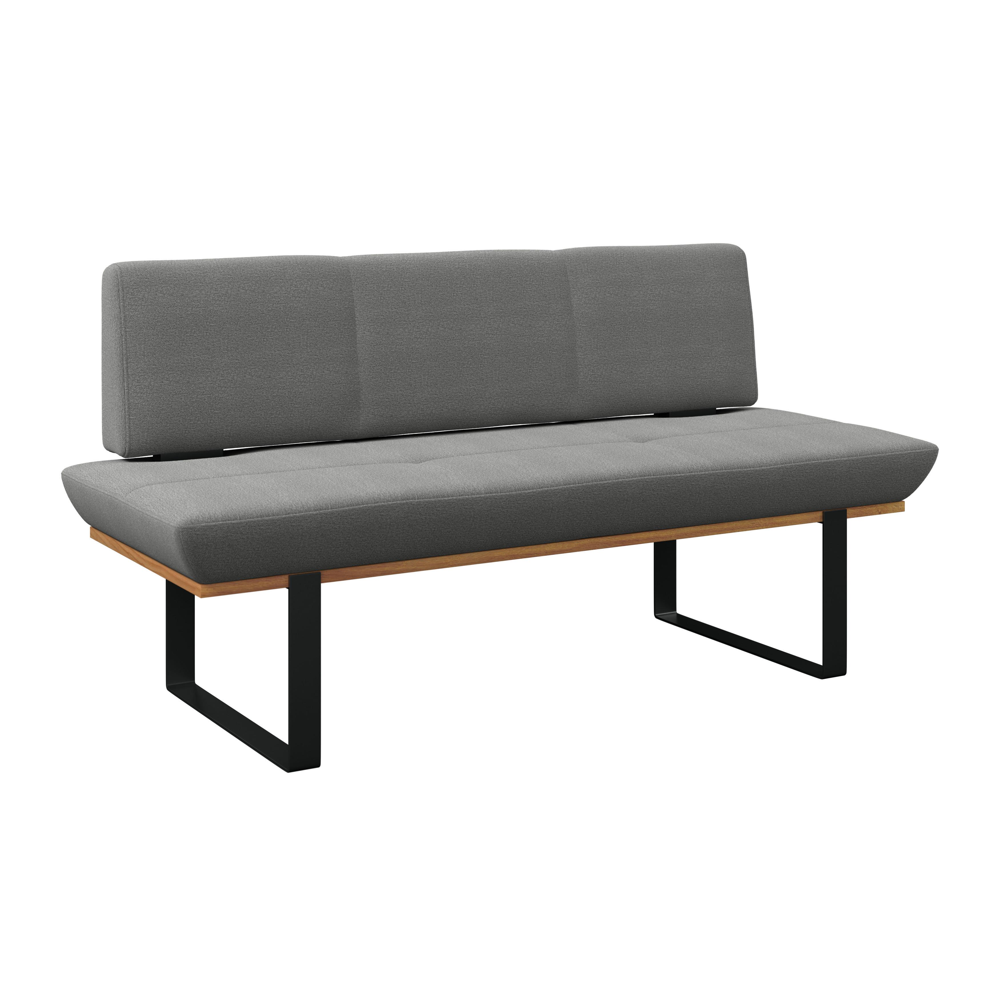 Sitzbank Tristan Webstoff grau, B: 170cm - Schwarz/Grau, MODERN, Holz/Textil (170/48/90cm) - James Wood