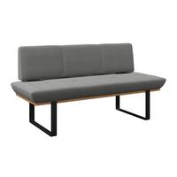 Sitzbank Tristan Webstoff grau, B: 170cm - Schwarz/Grau, MODERN, Holz/Textil (170/48/90cm) - James Wood