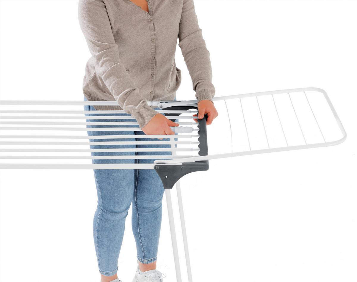 Wäscheständer Easymaxx, Grau, Weiß, Lxbxh: 258x56x100 Cm - Weiß/Grau, Basics, Kunststoff/Metall (258/56/100cm)