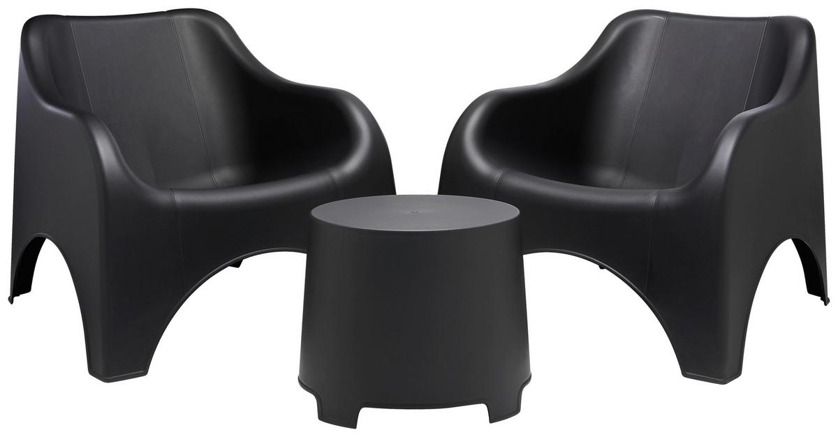 Gartenmöbel Set 3-tlg Cloud Kunststoff - Anthrazit, MODERN, Kunststoff (79,5/81/78cm)