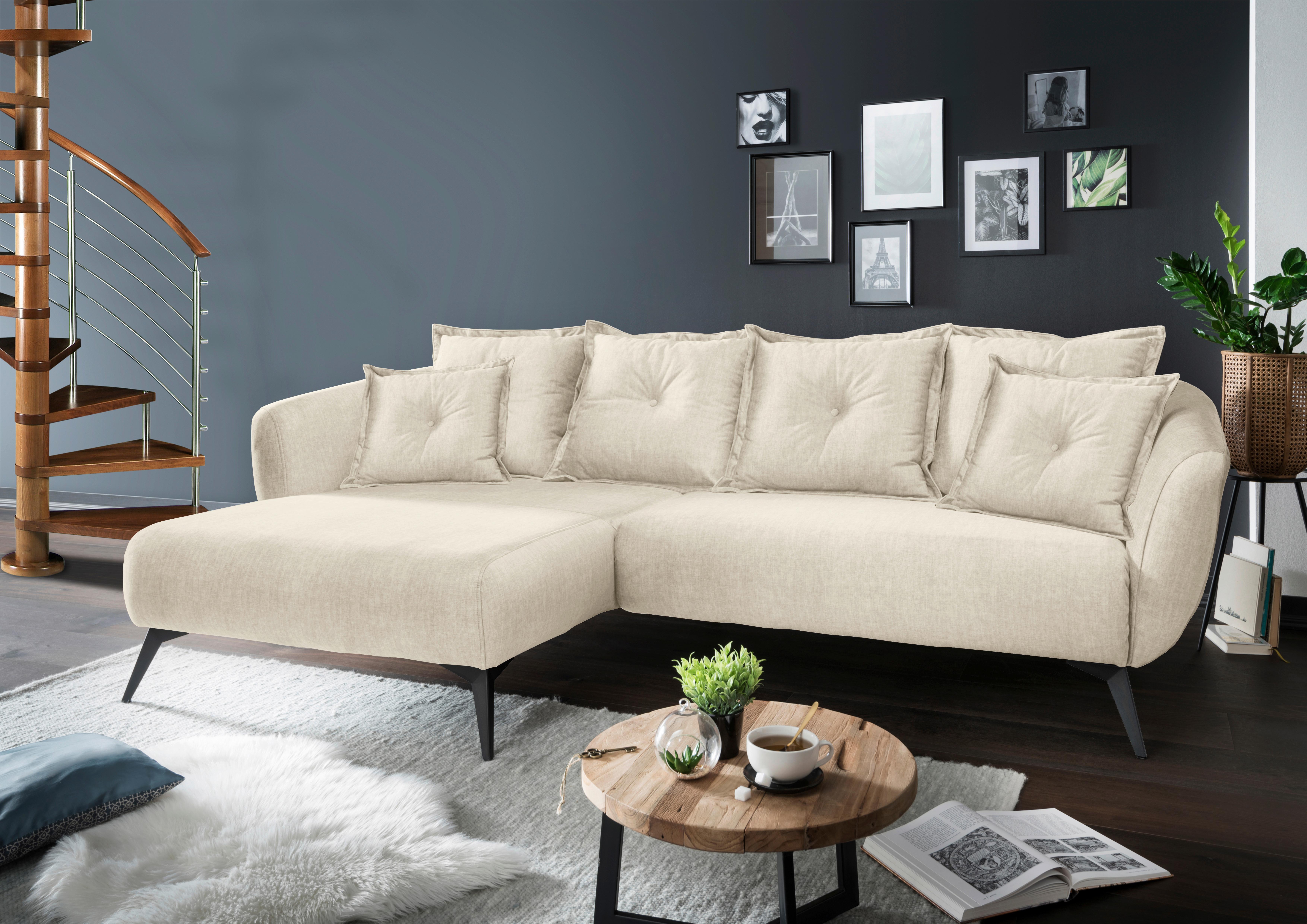 Ecksofa Baggio Beige, Schwarz, S: 162x277 cm - Beige/Schwarz, MODERN, Textil (162/277cm) - Livetastic